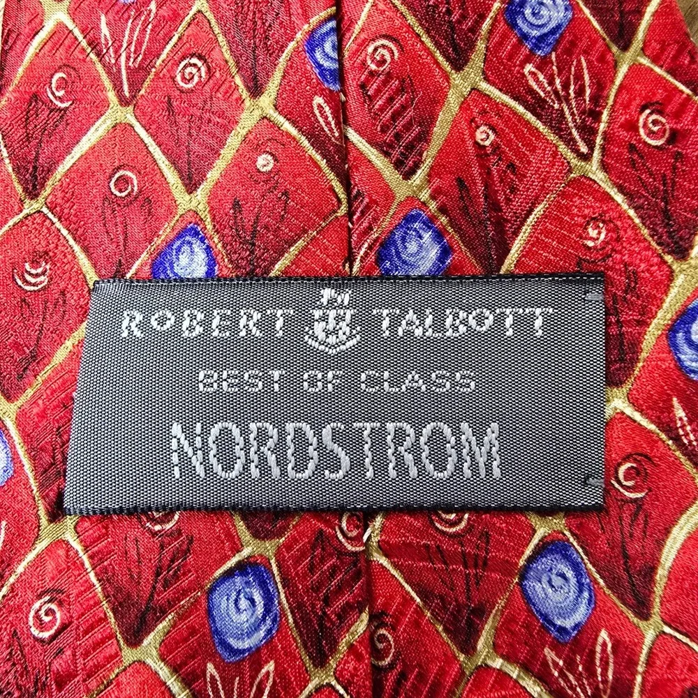 Lot of 2 Robert Talbott Best of Class Nordstrom Tie Mens Red Gold Silk Geometric